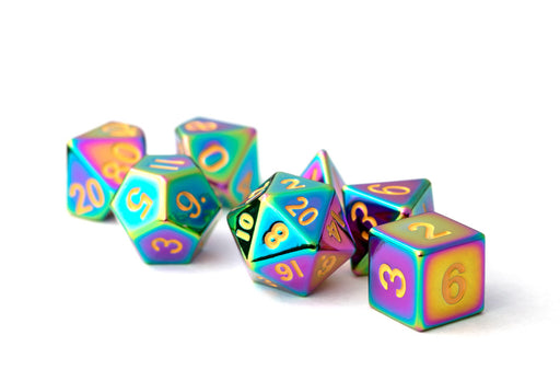 MDG 7-Piece Metal Dice Set Torched Rainbow - Pastime Sports & Games