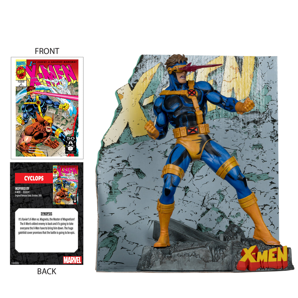 Marvel Cyclops 1:10th Scale Collection With Comic Scene (X-Men #1) - Pastime Sports & Games