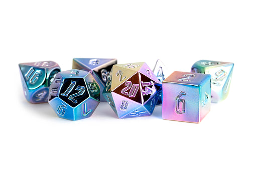 MDG 7-Piece Metal Dice Set Rainbow Aegis Uninked - Pastime Sports & Games