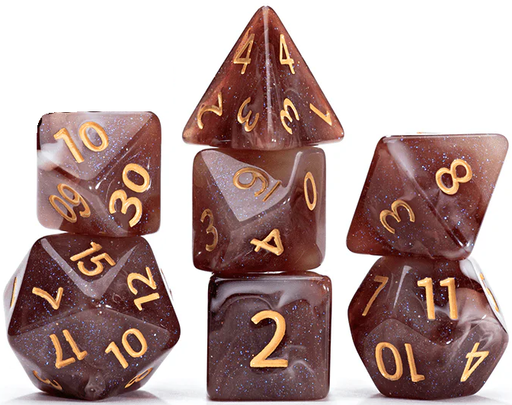 Aether Dice 7-Piece RPG Dice Set Latte Dice A Double Shot Of Espresso With Frothy Steamed Milk