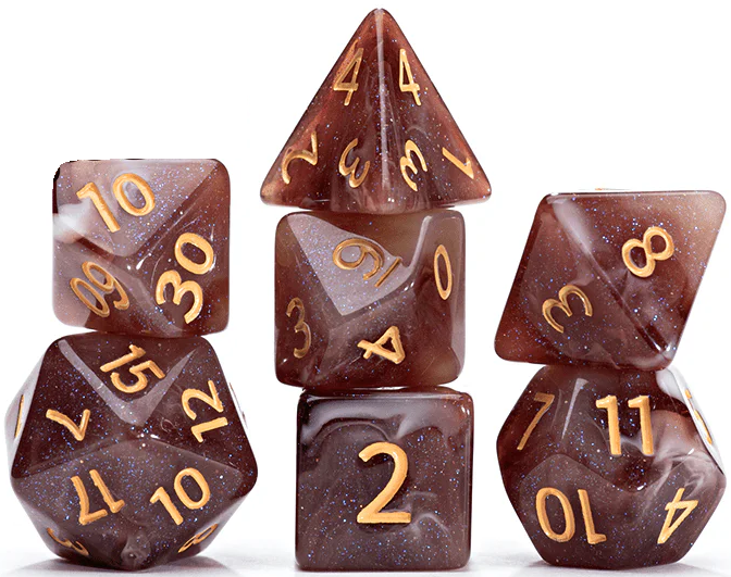 Aether Dice 7-Piece RPG Dice Set Latte Dice A Double Shot Of Espresso With Frothy Steamed Milk