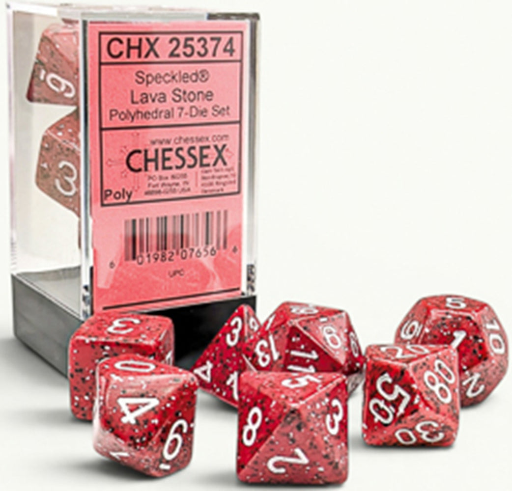 Speckled 7-Piece Polyhedral Dice Set Lava Stone