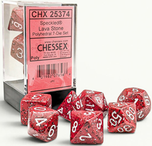 Speckled 7-Piece Polyhedral Dice Set Lava Stone