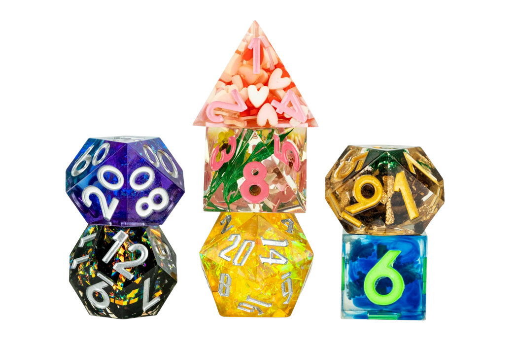 FanRoll Misfit Dice - 7 Mismatched Sharp Edge Dice Blind Box - Pastime Sports & Games