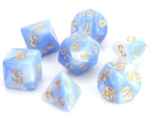 Die Hard Dice 7-Piece Dice Set Blue And White Marble - Pastime Sports & Games