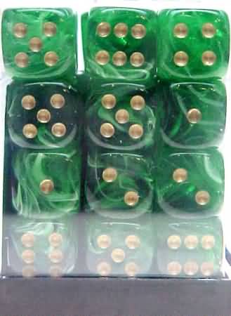 Vortex 36-Piece Dice Set Green/Gold - Pastime Sports & Games