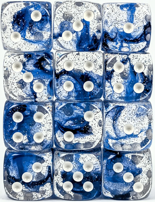 Diffusion 12-Piece Dice d6 Set Sunken Silver - Pastime Sports & Games