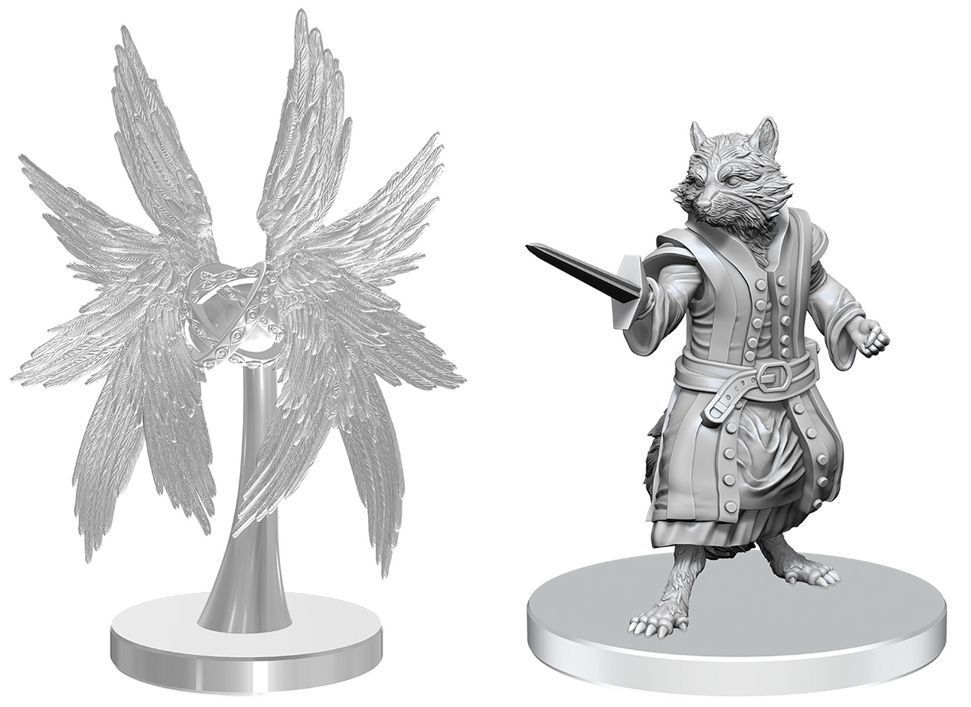 Pathfinder Battles Deep Cuts Unpainted Miniatures Procyal (Raccoon Agathion) & Zoaem (Ring Archon) - Pastime Sports & Games