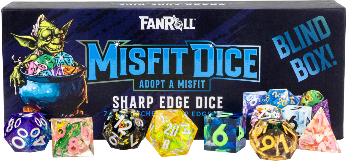 FanRoll Misfit Dice - 7 Mismatched Sharp Edge Dice Blind Box - Pastime Sports & Games