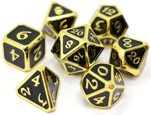 Mythica 7-Die Set Metal RPG Dice Set Gold Onyx - Pastime Sports & Games
