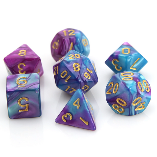 Die Hard Dice 7-Piece Dice Set Purple And Turquoise Marble - Pastime Sports & Games