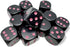 Opaque 12-Piece D6 Dice Set Black With Pink