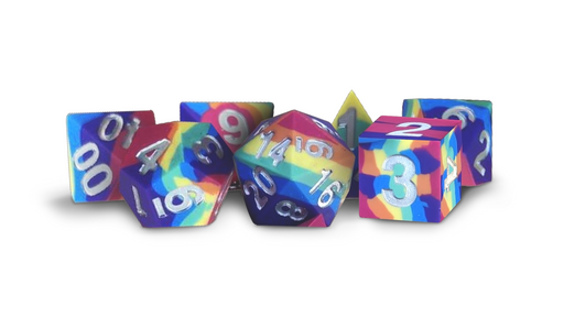 MDG 7-Piece Silicone Dice Set Rubber Rainbow - Pastime Sports & Games