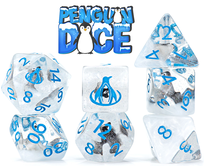 Inclusion 7-Piece Dice Set Penguin Dice