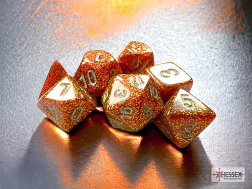 Mini Gemini 7-Piece Dice Set Gold With Silver - Pastime Sports & Games