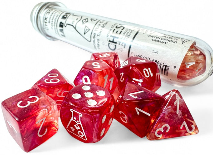 Borealis 7-Piece Dice Set Passion/White Luminary - Pastime Sports & Games