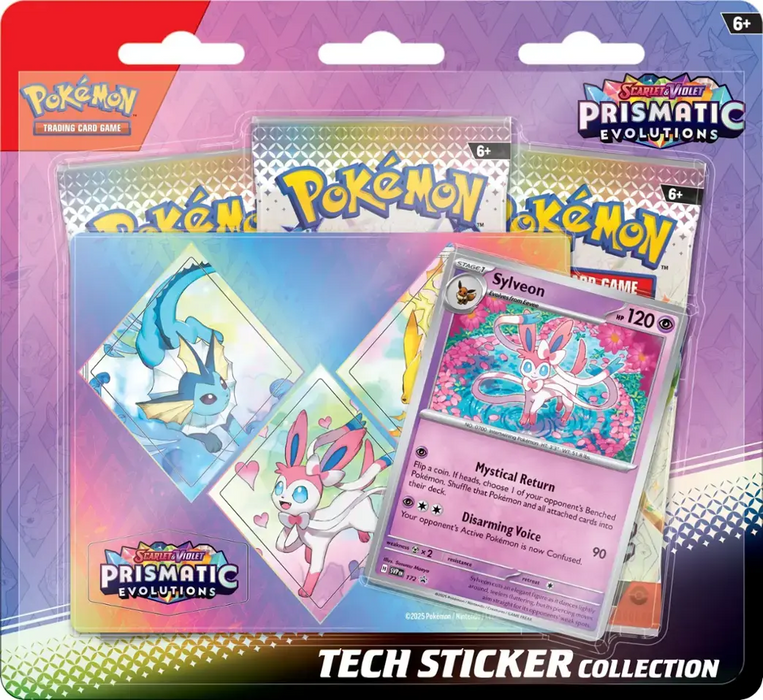 Pokemon Prismatic Evolutions Tech Sticker Collection Pack/Case - Pastime Sports & Games
