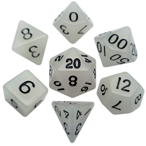 MDG 7-Piece Dice Set Glow Clear - Pastime Sports & Games