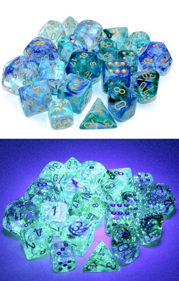 Nebula 12-Piece Dice Set Oceanic With Gold (CHX27756) - Pastime Sports & Games