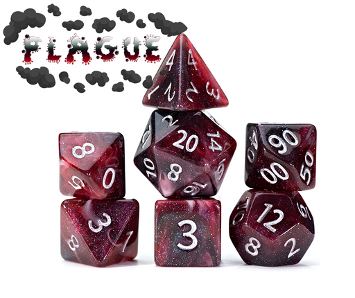 Aether 7-Piece Dice Set Plague Black And White And Red All Over