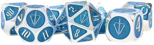 FanRoll 7-Piece Metal Dice Set Tales Of Valiant Silver With Light Blue