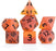 Sea Glass 7-Piece Dice Set Firebrand Flaming Yellow & Fire Damage Orange