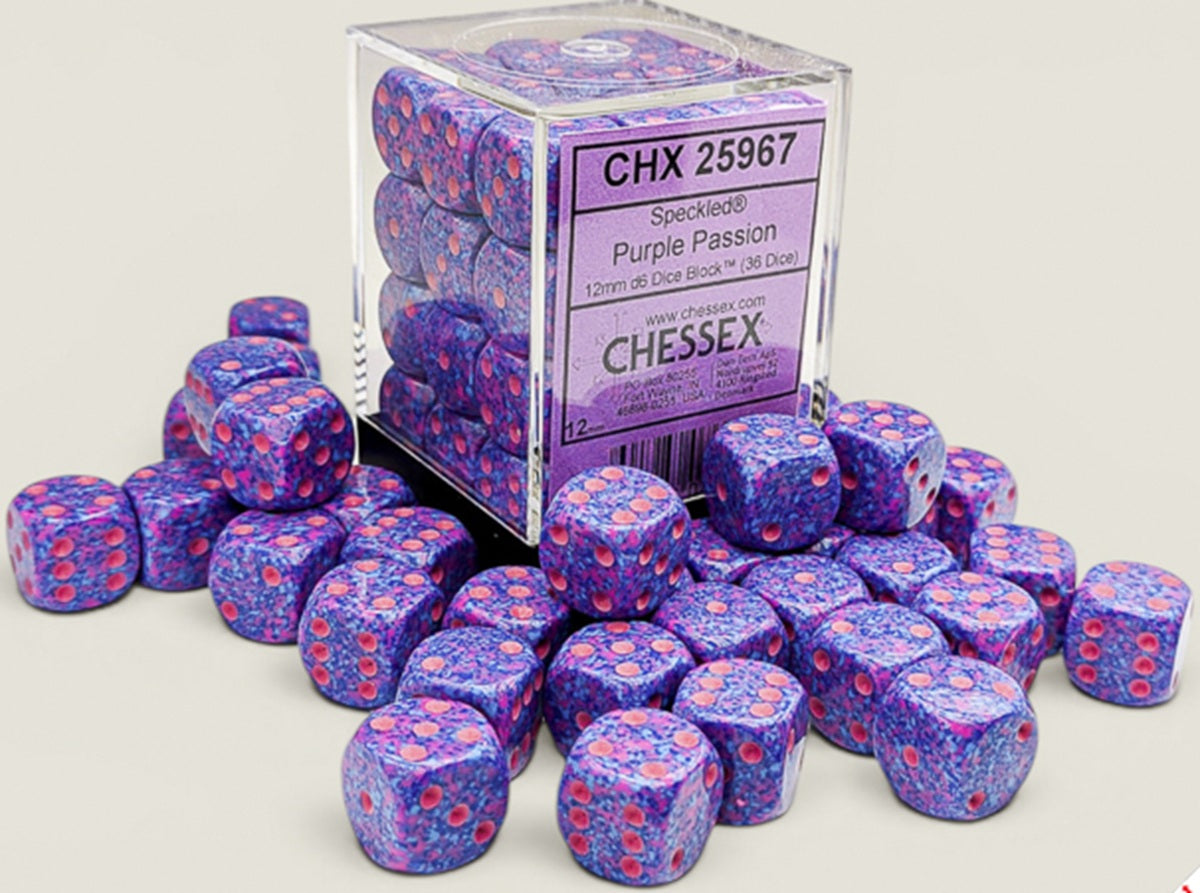 Speckled 36-Piece Six Sided 12mm Dice Set Purple Passion
