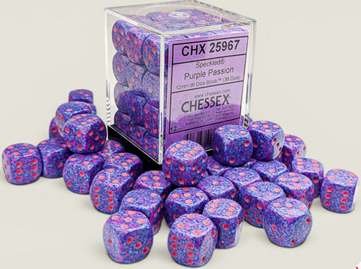 Speckled 36-Piece Six Sided 12mm Dice Set Purple Passion