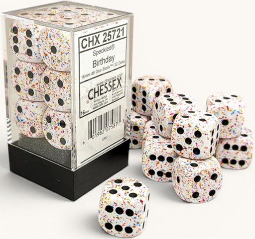 Speckled 12-Piece Six Sided 16mm Dice Set Birthday