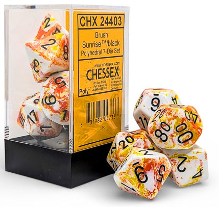 Brush 7-Piece Dice Set Sunrise with Black