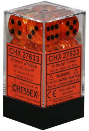 Vortex 12-Piece Dice Set Orange/Black
