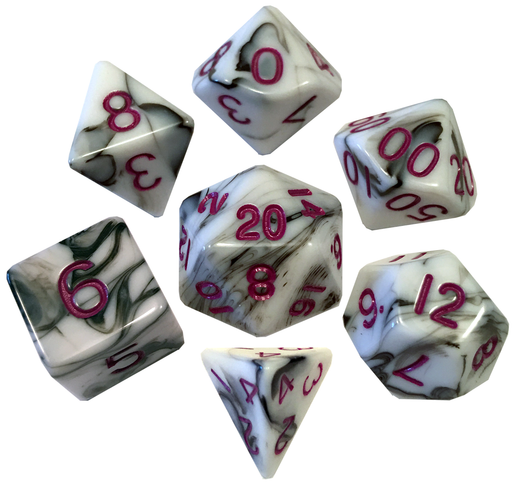 MDG 7-Piece Dice Set Marble With Purple - Pastime Sports & Games