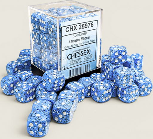 Speckled 36-Piece Six Sided 12mm Dice Set Ocean Stone