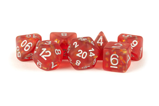 MDG 7-Piece Dice Set Icy Opal Red - Pastime Sports & Games