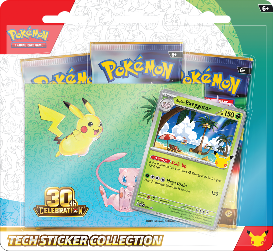 Pokemon 30th Celebration Tech Sticker Collection Pack/Case PRE ORDER