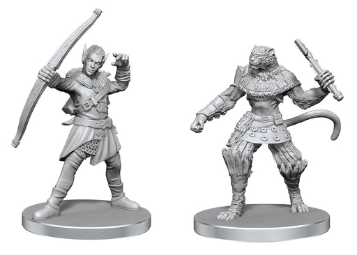 Pathfinder Battles Deep Cuts Unpainted Miniatures Elf Hunter & Catfolk Bandit - Pastime Sports & Games