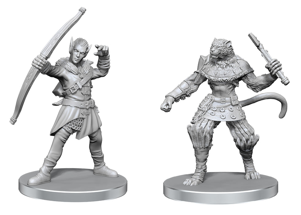 Pathfinder Battles Deep Cuts Unpainted Miniatures Elf Hunter & Catfolk Bandit - Pastime Sports & Games