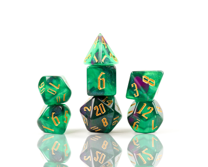 Nebula 7-Piece Dice Set Skybox Green And Black - Pastime Sports & Games