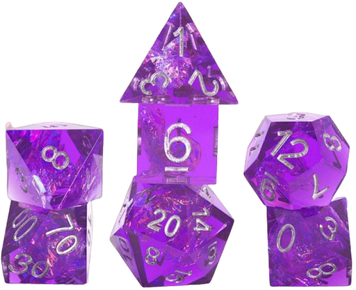 Sharp-Edged 7-Piece Dice Set Purple Fairy