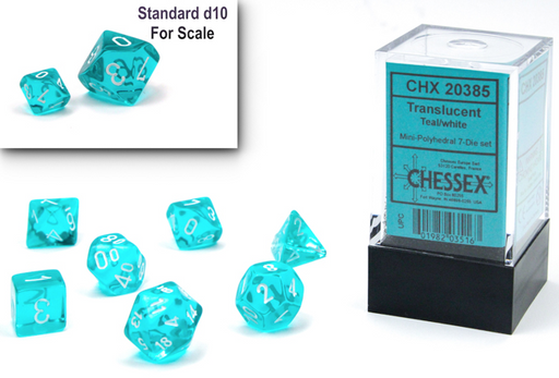 Marble 7-Piece Mini Dice Set Teal With White - Pastime Sports & Games