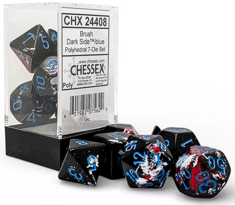Brush 7-Piece Dice Set Dark Side with Blue