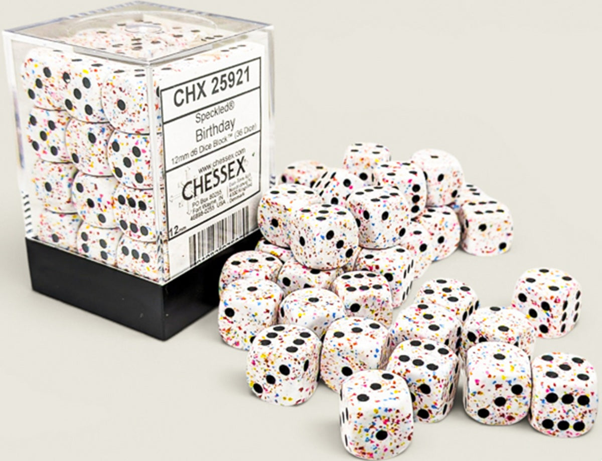 Speckled 36-Piece Six Sided 12mm Dice Set Birthday