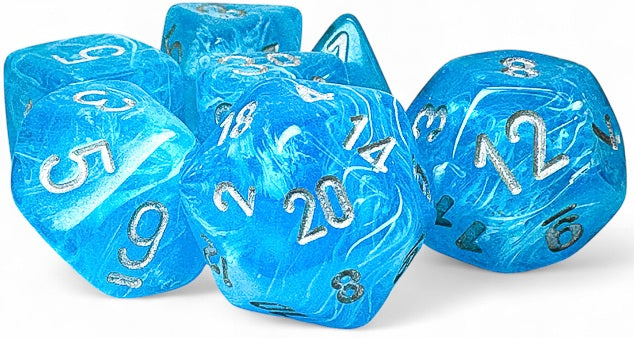 Luminary 7-Piece Mega-Hedral Dice Set Sky With Silver (CHX22566)