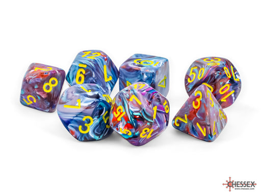 Festive 7-Piece Mega-Hedral Dice Set Mosaic With Yellow (CHX22450)