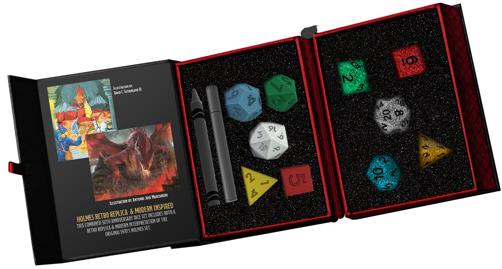 Dungeons & Dragons 50th Anniversary Then/Now Dice Set - Pastime Sports & Games