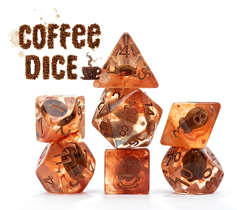 Inclusion 7-Piece Dice Set Coffee Dice