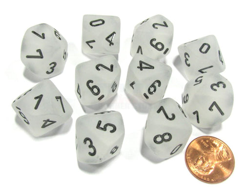 Frosted 10-Piece D10 Set Clear/Black - Pastime Sports & Games