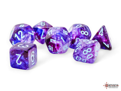 Nebula 7-Piece Mega-Hedral Luminary Dice Set Nocturnal With Turquoise (CHX22557)