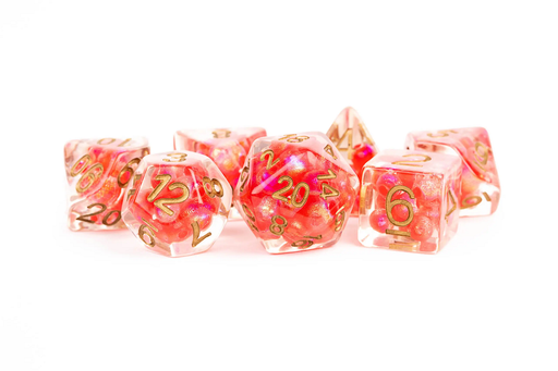 MDG 7-Piece Dice Set Pearl Red With Copper - Pastime Sports & Games