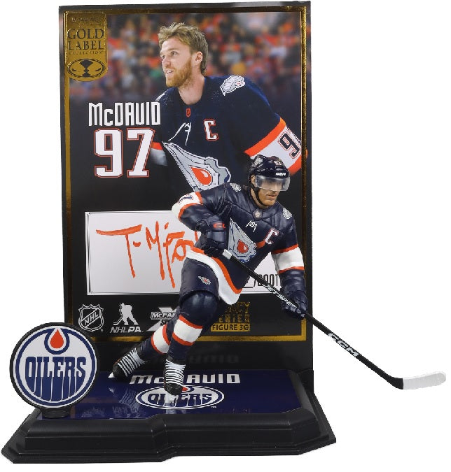 Connor McDavid Edmonton Oilers 7" NHL Posed Figure With Todd McFarlane Gold Label Autograph - Pastime Sports & Games